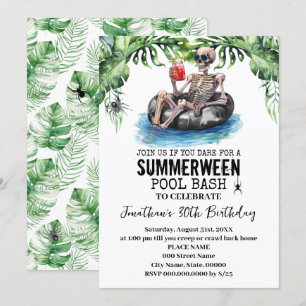 Summerween Tropisk Skelett Födelsedagsfest Inbjudningar