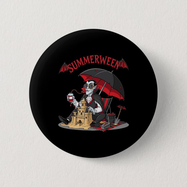 Summerween Vampire Beach Dracula Sandcastle Gothic Knapp (Framsida)