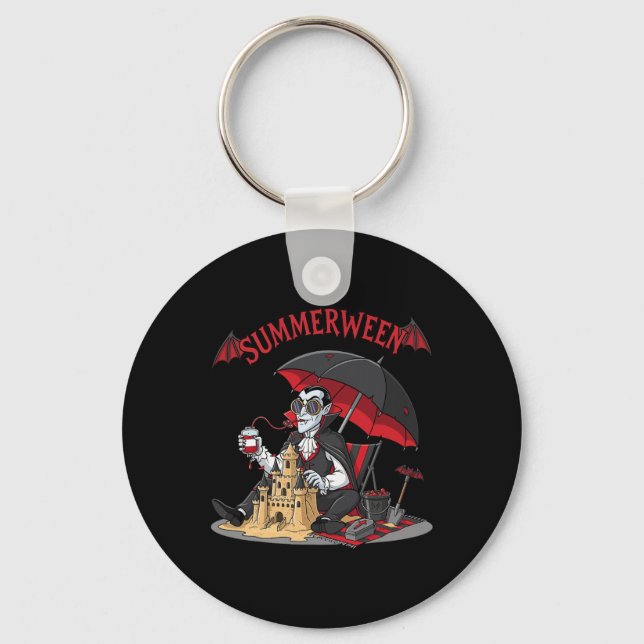 Summerween Vampire Beach Dracula Sandcastle Gothic Nyckelring (Framsida)