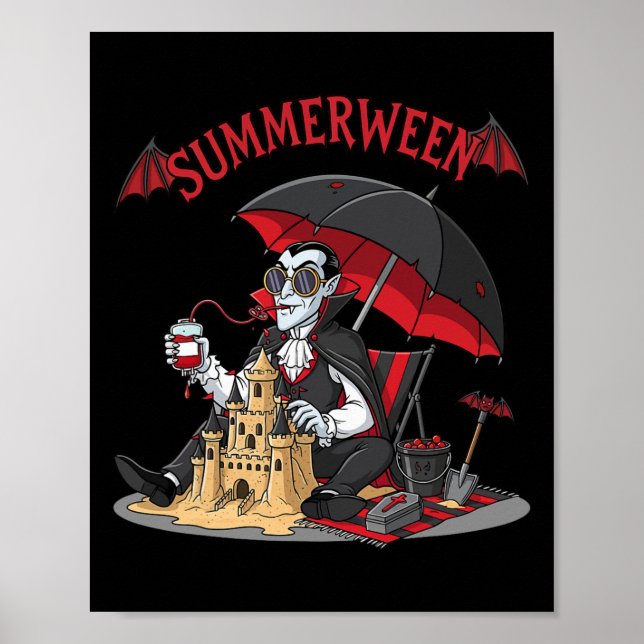 Summerween Vampire Beach Dracula Sandcastle Gothic Poster (Framsidan)