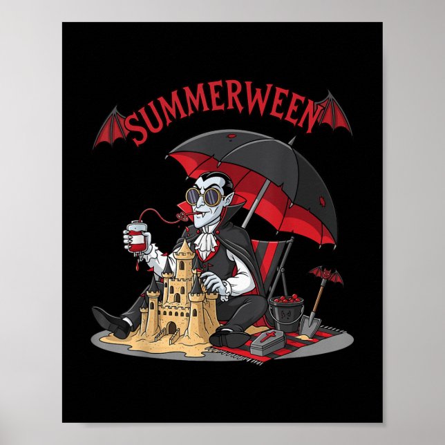 Summerween Vampire Beach Dracula Sandcastle Gothic Poster (Framsidan)