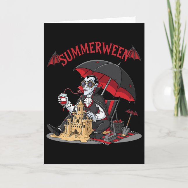 Summerween Vampire Strand Dracula Sandslott Gotisk Kort (Framsida)