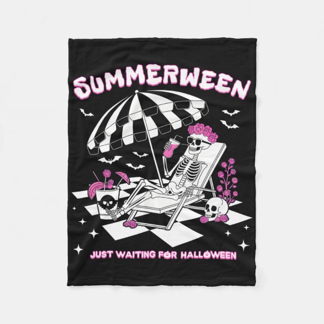 Summerween väntar bara på Halloween Skeleton Bea Fleecefilt (Framsidan)