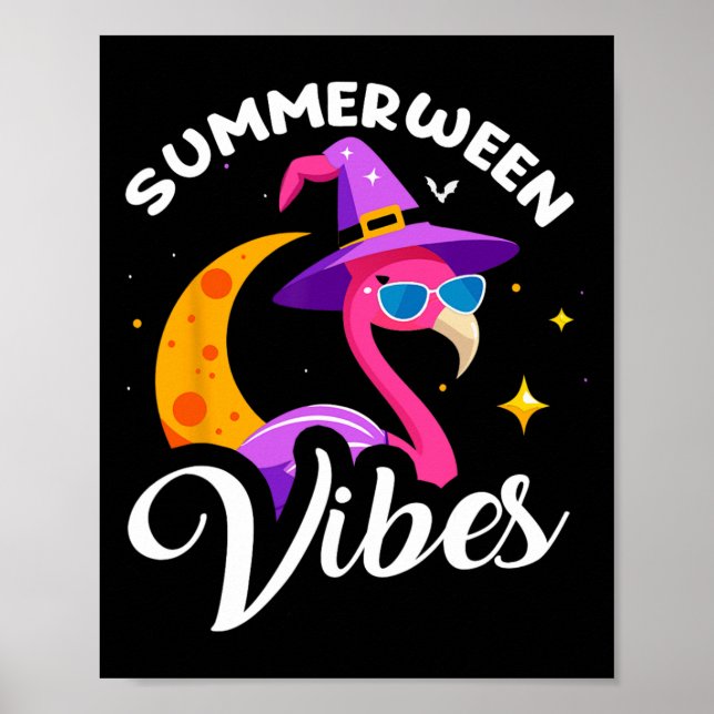 Summerween Vibes Flamingo Summer Halloween Vacatio Poster (Framsidan)