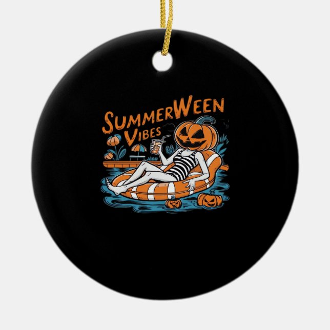 Summerween Vibes for Spooky Summer, Halloween Gift Julgransprydnad Keramik (Framsidan)