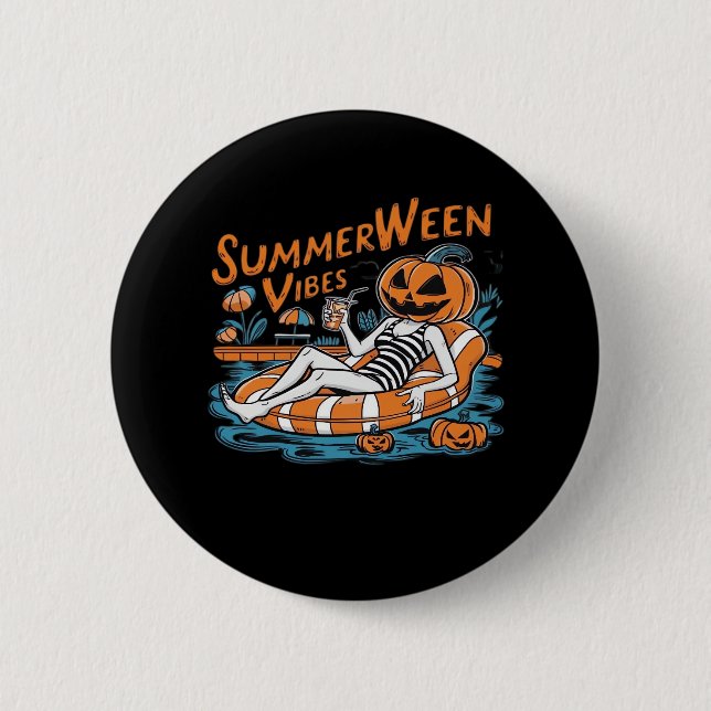 Summerween Vibes for Spooky Summer, Halloween Gift Knapp (Framsida)
