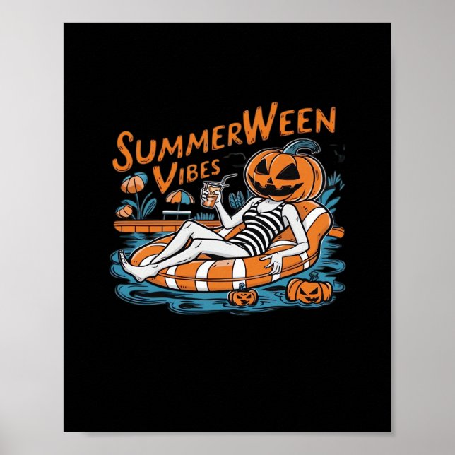 Summerween Vibes for Spooky Summer, Halloween Gift Poster (Framsidan)
