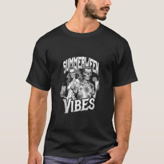 Summerween Vibes Funny Zombie Couple Beach Cocktai T Shirt