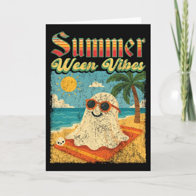 Summerween Vibes Ghost Funny Summer Halloween Kort (Framsida)
