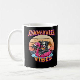 Summerween Vibes Grim Reaper Flamingo Flyt Retro Kaffemugg