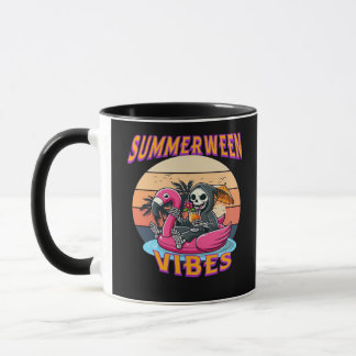 Summerween Vibes Grim Reaper Flamingo Flyt Retro Mugg