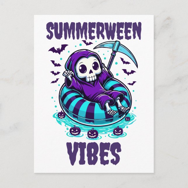 Summerween Vibes - Reaper Relaxed Vykort (Framsida)