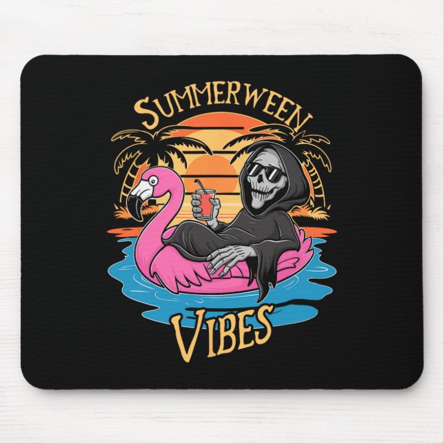 Summerween Vibes Skeleton Flamingo Spooky Hallowee Musmatta (Framsidan)