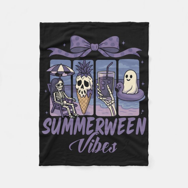 Summerween Vibes Skeleton Ghost Beach Party Hallow Fleecefilt (Framsidan)