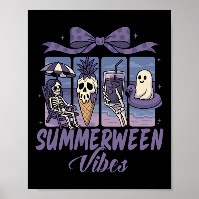 Summerween Vibes Skeleton Ghost Beach Party Hallow Poster (Framsidan)