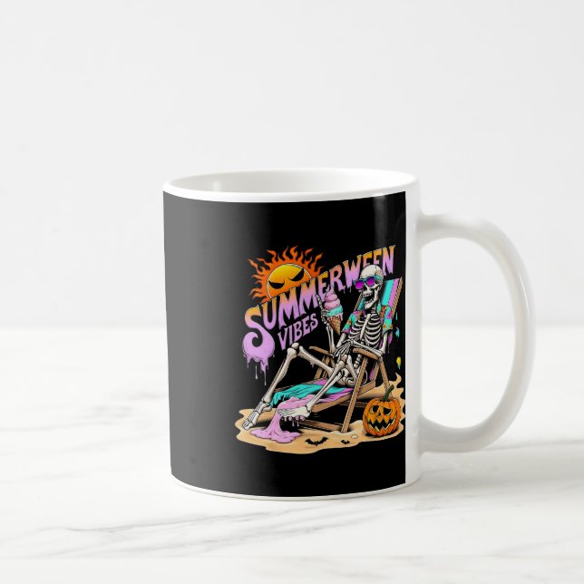 Summerween Vibes Skeleton Pumpkin Spooky Vacation Kaffemugg (Höger)