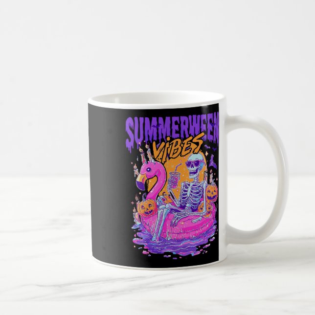 Summerween Vibes Skeleton Pumpkin Spooky Vacation Kaffemugg (Höger)