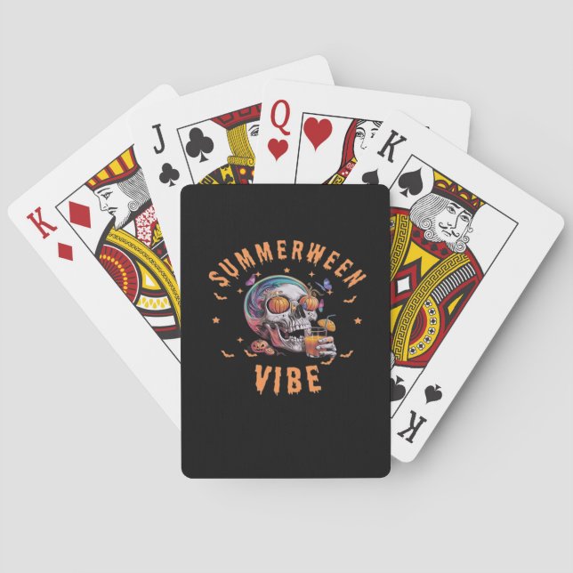 Summerween Vibes Skeleton Pumpkin Summer Vacation Casinokort (Baksidan)