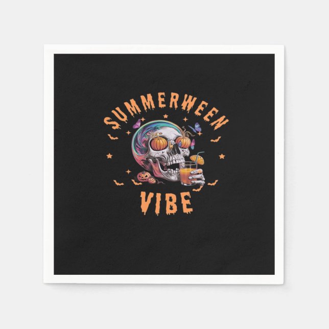 Summerween Vibes Skeleton Pumpkin Summer Vacation Pappersservett (Framsidan)