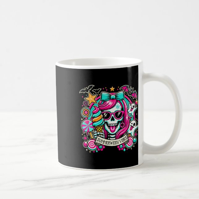 Summerween Vibes Skeleton Spooky Vacation Hallowee Kaffemugg (Höger)