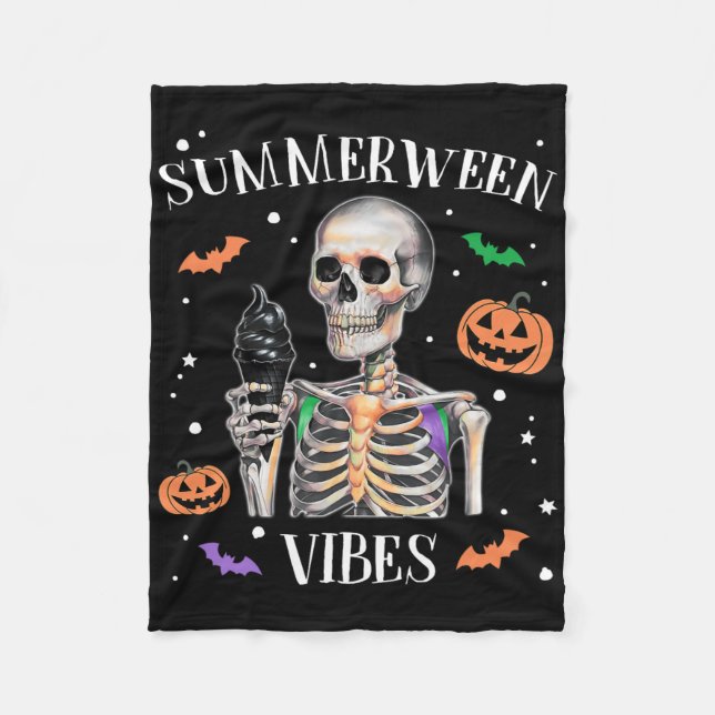 Summerween Vibes Skeleton Summer Halloween Fleecefilt (Framsidan)