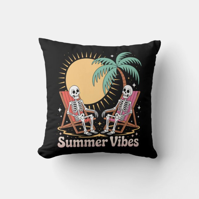 Summerween Vibes Skeleton Summer Vacation Beach Kudde (Framsida)