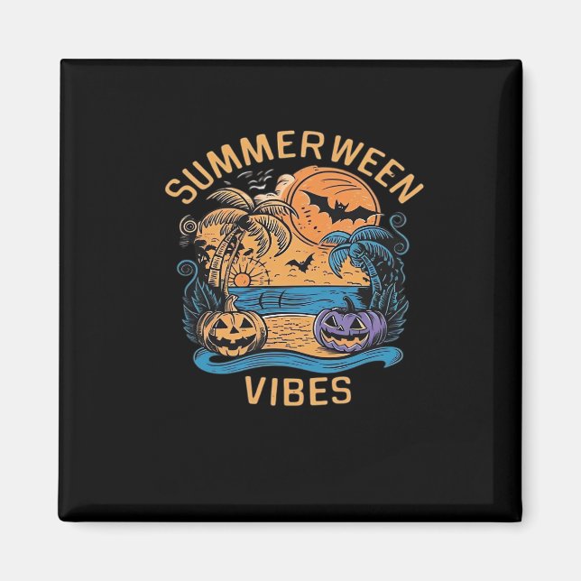 Summerween Vibes Spooky Summer Pumpkin Classic Rol Magnet (Framsidan)