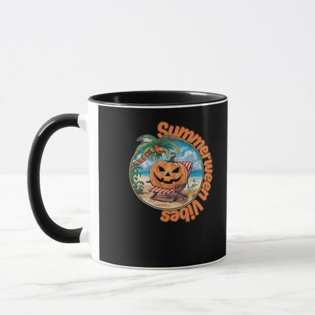 Summerween Vibes Spooky Summer Pumpkin Classic Vir Mugg (Vänster)