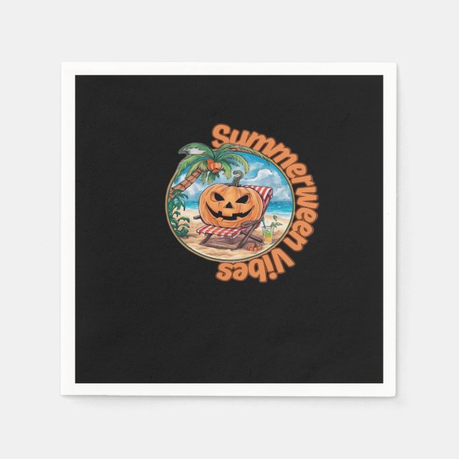 Summerween Vibes Spooky Summer Pumpkin Classic Vir Pappersservett (Framsidan)