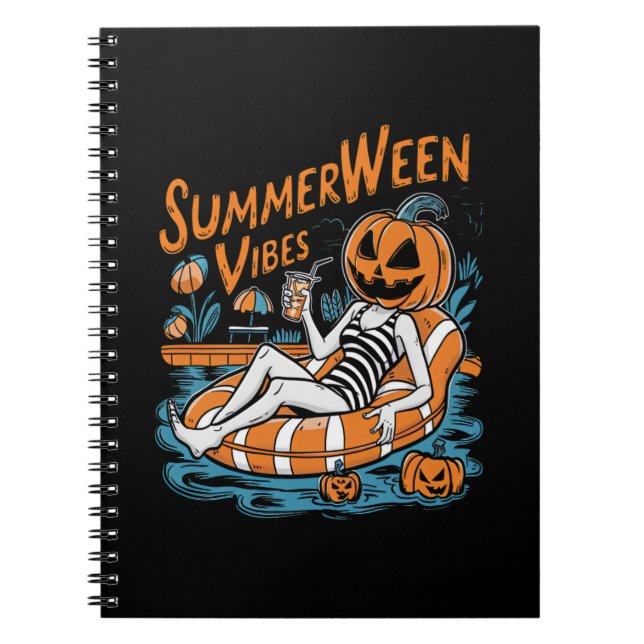Summerween Vibes Spooky Summer Pumpkin Cute Anteckningsbok (Framsidan)