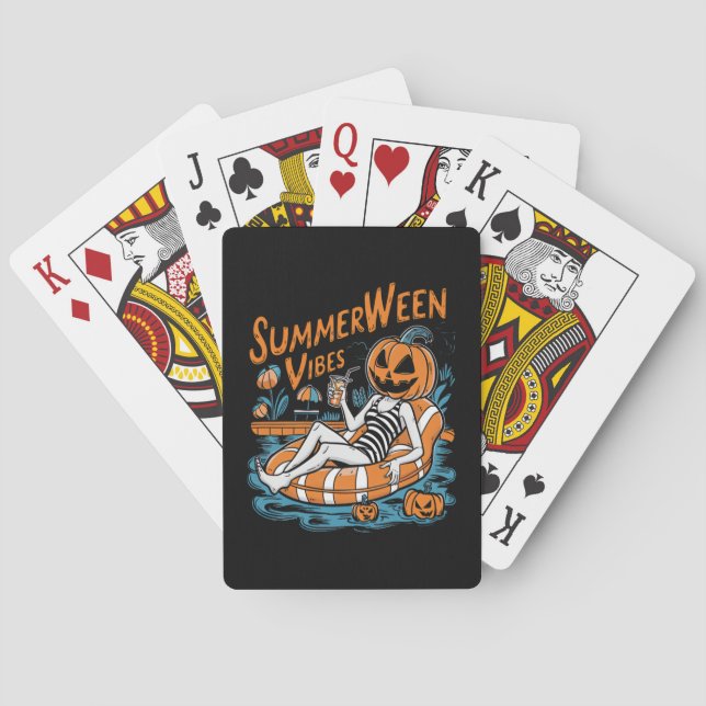 Summerween Vibes Spooky Summer Pumpkin Cute Casinokort (Baksidan)
