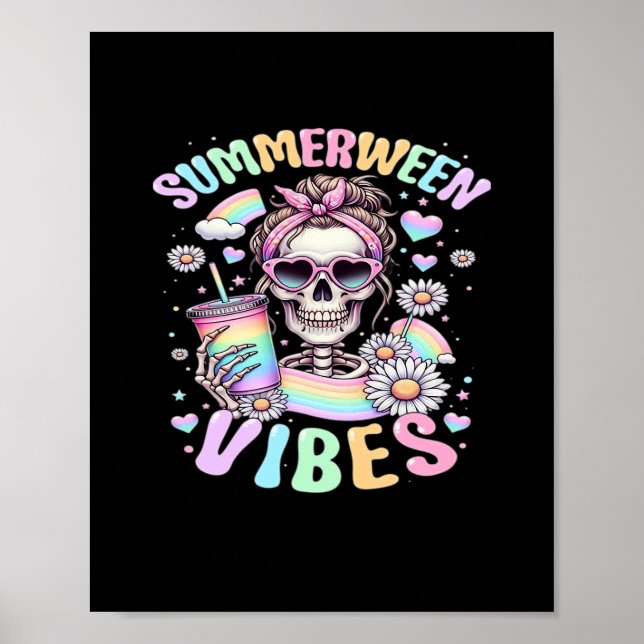 Summerween Vibes Sweet Skeleton Girl Summer Hallow Poster (Framsidan)