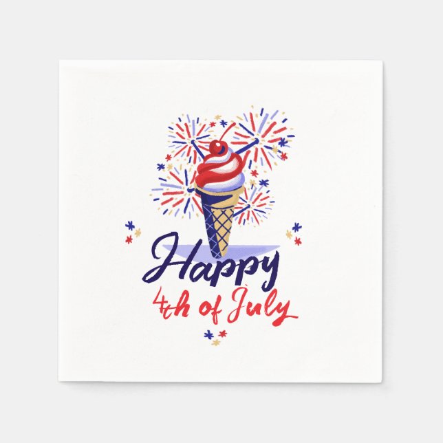 Summery Fireworks Ice Cream Cone juli 4:e design Pappersservett (Framsidan)