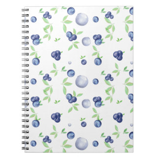 Summery Fresh Watercolor Blueberry Anteckningsbok