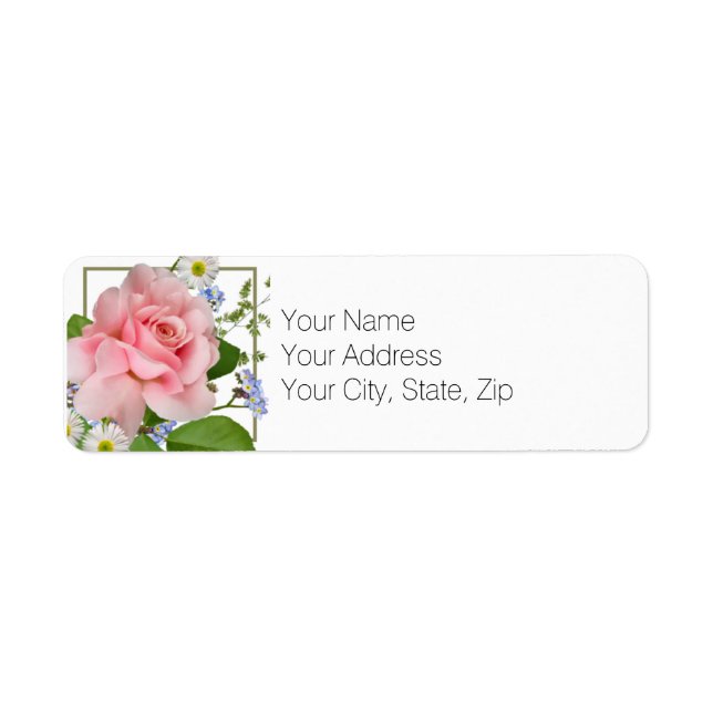 Summery Small Rosa ros Returadress Returadress Etikett (Framsidan)
