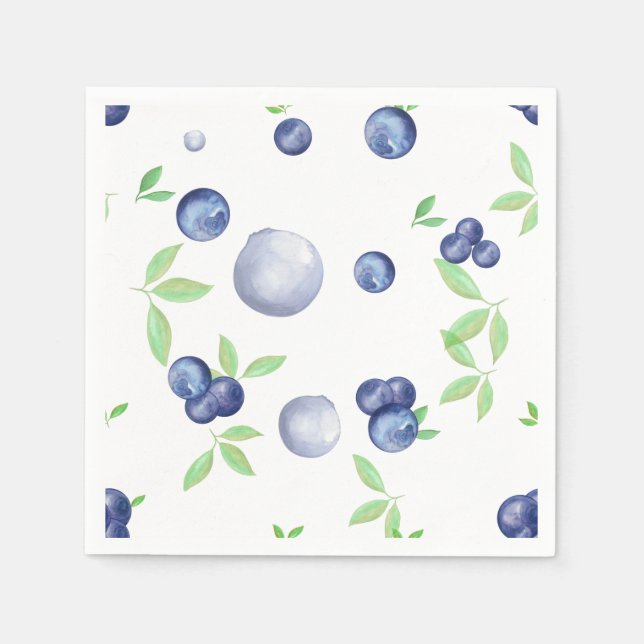 Summery Watercolor Blueberry Pappersservett (Framsidan)