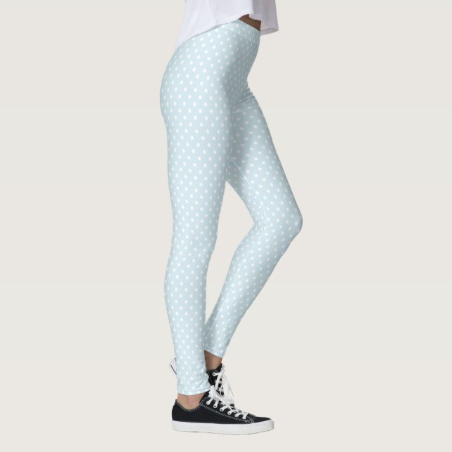 Summery White Polka dots på Pastel Blue Leggings (Höger)