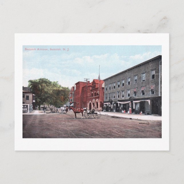 Summit Ave., Summit, NJ Vintage Vykort (Framsida)