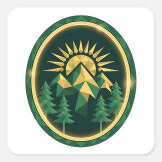 Summit Crest — Geometriskt Bergsemblem Fyrkantigt Klistermärke