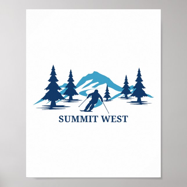 Summit West Washington skidort Skidåkning skidåkar Poster (Framsidan)