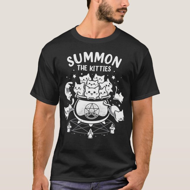 Summon Kattunge - Witchy Cat Ritual T Shirt (Framsida)