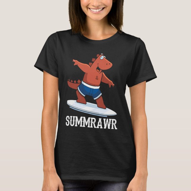 Summrawr Funny Dinosaur Summer T Rex Shirt (Framsida)