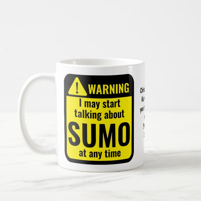 Sumo Funny Personalized Warning Kaffemugg (Vänster)