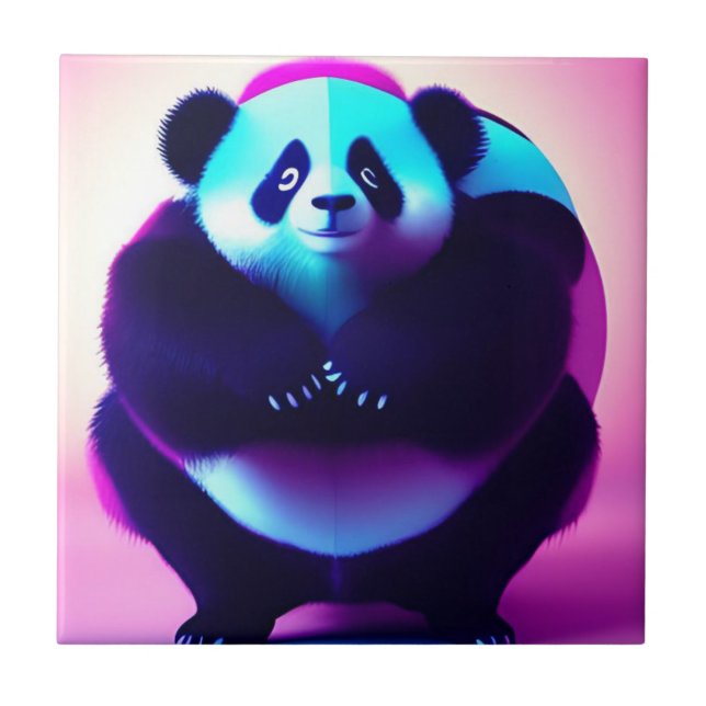 Sumo Panda The Bamboo Gnasher, Ceramic Tile Kakelplatta (Framsidan)
