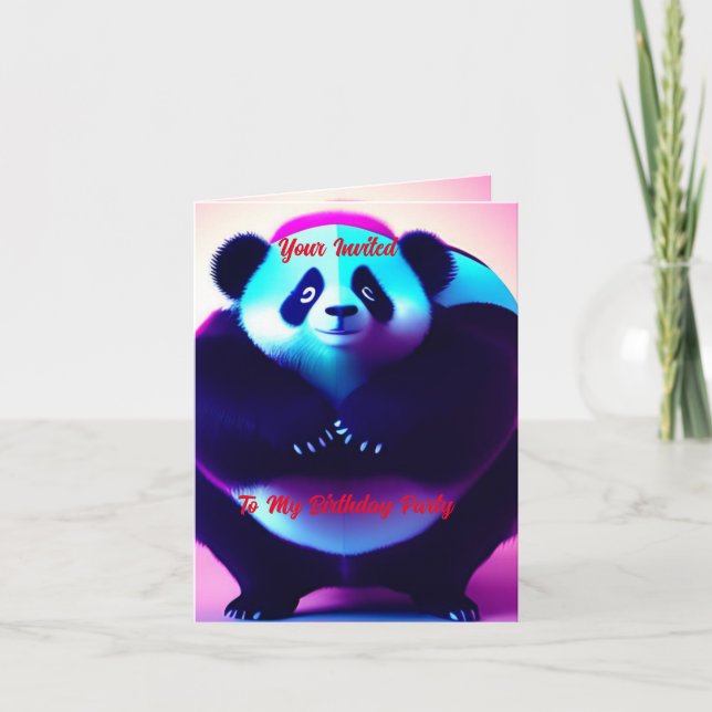 Sumo Panda The Bamboo Gnasher, inbjudan på födelse (Framsida)