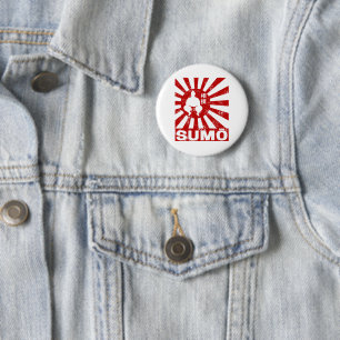 Sumo Retro Wrestler Japansk Vintage Design Knapp