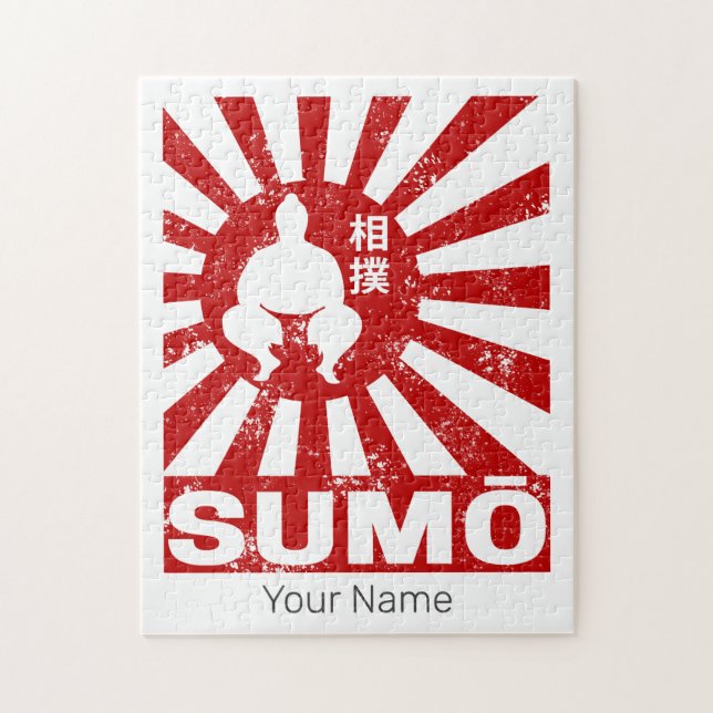 Sumo Retro Wrestler Japansk Vintage Design Pussel (Vertikal)