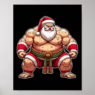 Sumo Santa Japansk Brottare Japan Cool Jul Poster