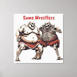 Sumo Skeleton Wrestlers in Action Canvastryck