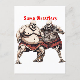 Sumo Skeleton Wrestlers in Action Vykort
